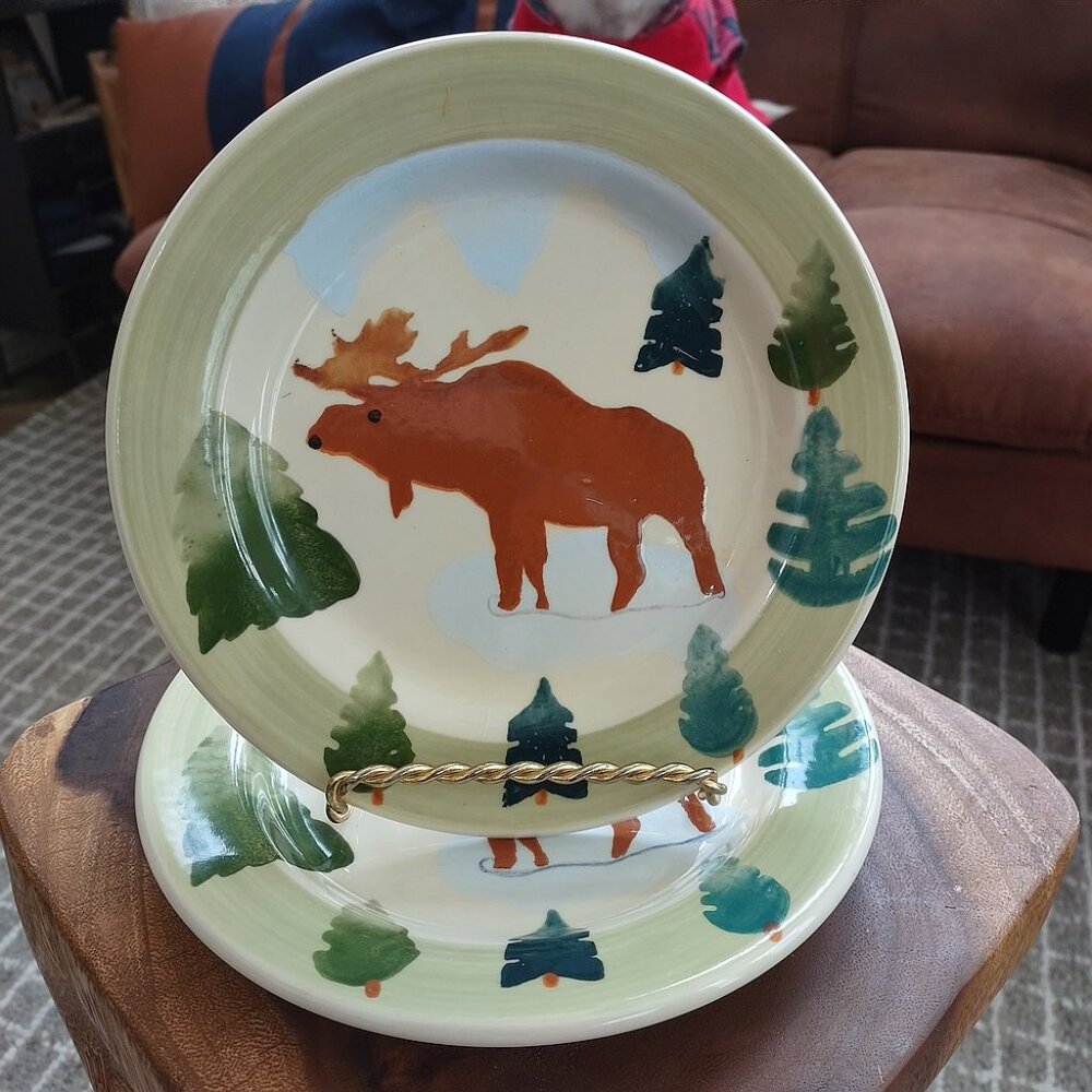 Hartstone Pottery High Country Ceramic Salad Plate Vintage 90s Moose